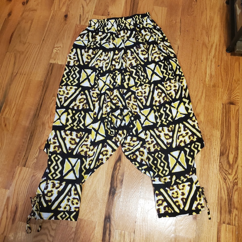 Dope African Print Yellow and Black Hippie Harem Pants